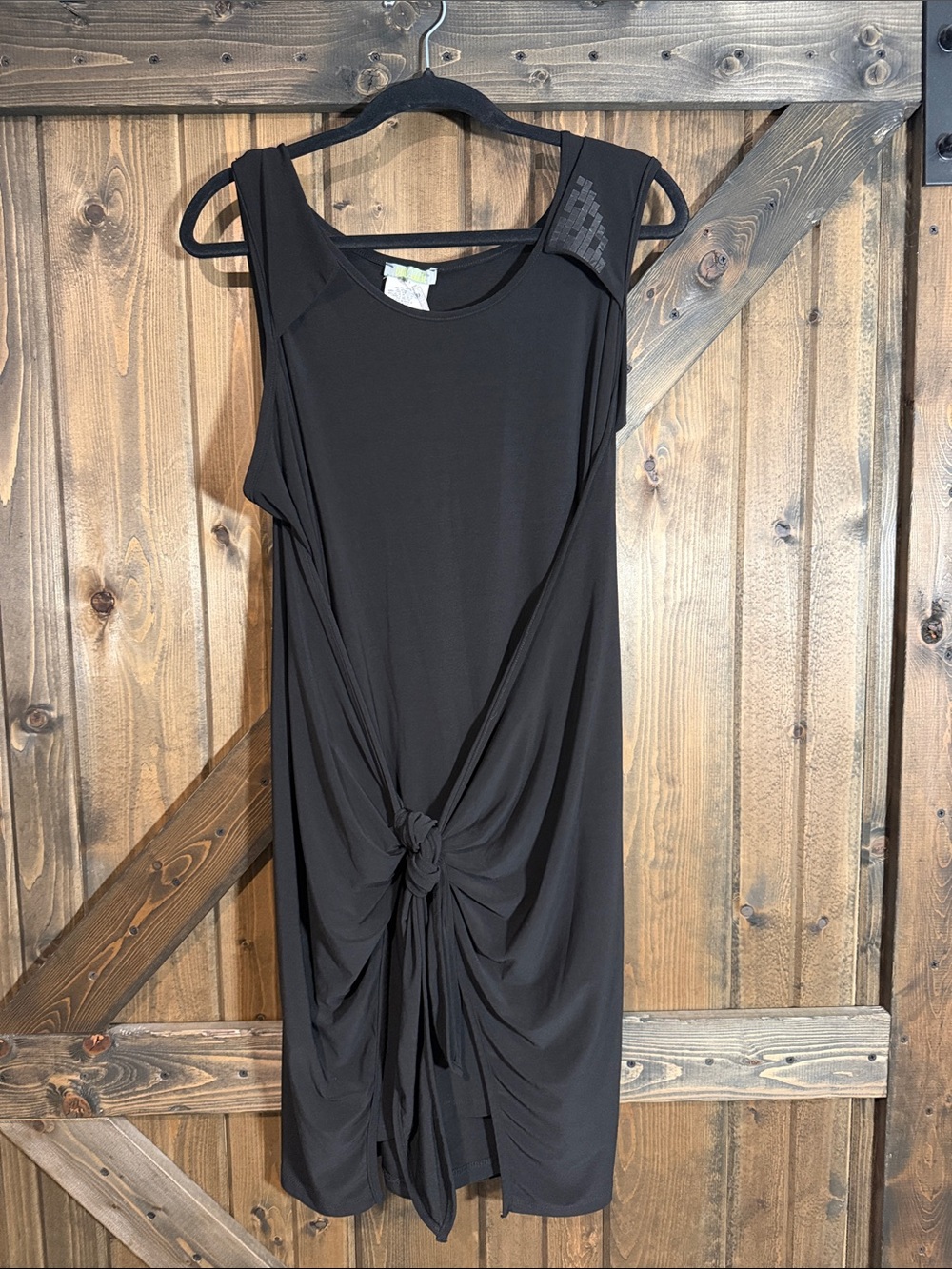 Black Midi Knot-Front Sleeveless Dress
